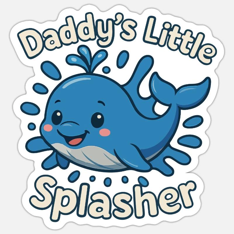 Papa petit éclaboussure mignon bébé baleine Sticker taille S (10 x 10 cm)