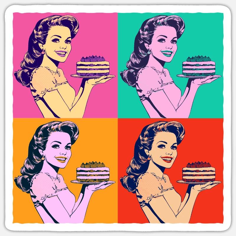Cuisson Gâteau Cuisson Reine Cuisson Fée Boulanger Pop Art Sticker taille S (10 x 10 cm)