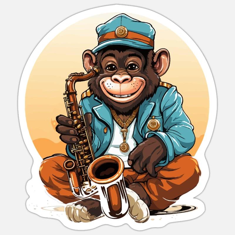 Swinging Simian Serenade Sticker size S (10 x 10 cm)