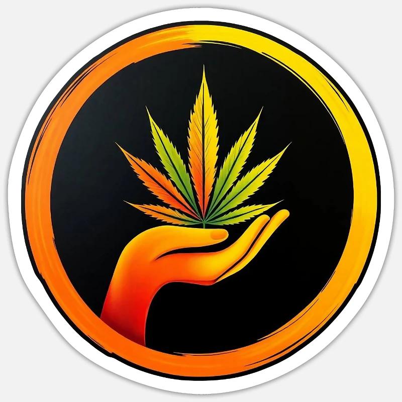 Marijuana leaf - LOGO button 1 - Sticker Größe S (10 x 10 cm) - Mattweiß