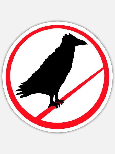 Rabe sitzen verboten Stange Seil Schild Hinweis - Sticker Größe S (10 x 10 cm) - Mattweiß
