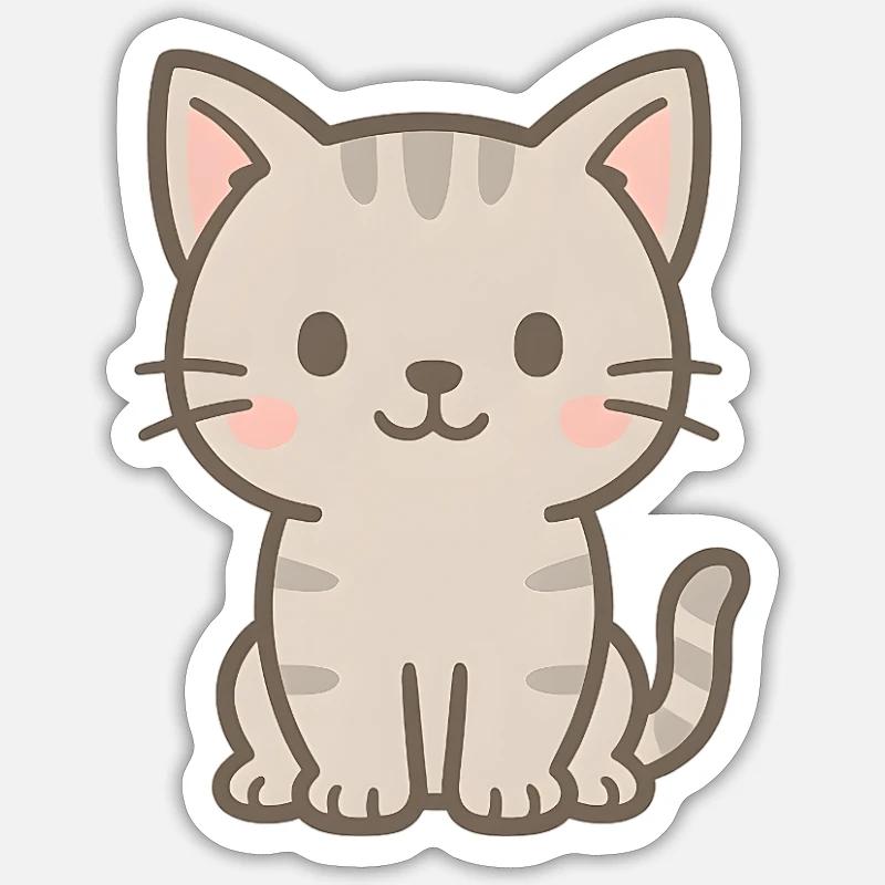 Mignon bébé chat - Sticker taille S (10 x 10 cm) - blanc mat