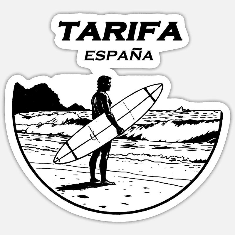Timbre Surfeur de Tarifa - Sticker taille S (10 x 10 cm) - blanc mat