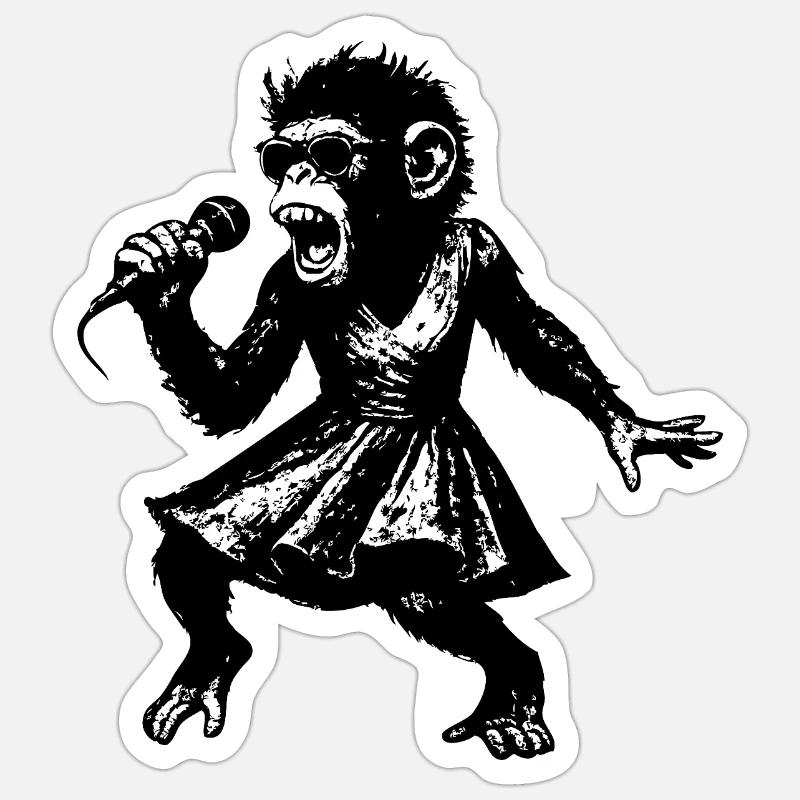 Chanteuse | La danse du singe - Sticker taille S (10 x 10 cm) - blanc mat