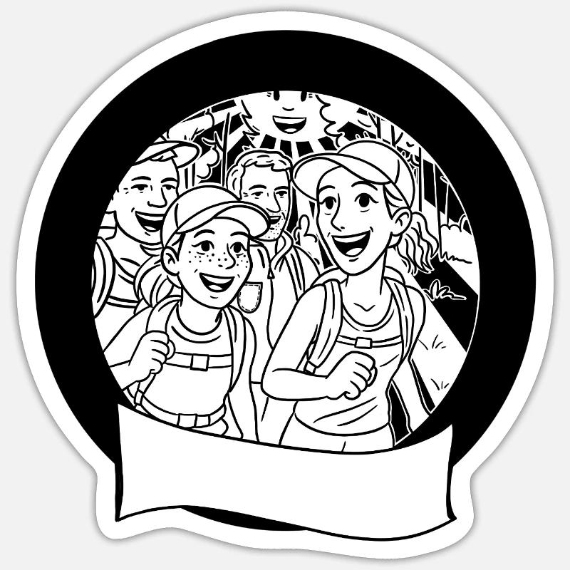 Groupe de randonnée - Sticker taille S (10 x 10 cm) - blanc mat