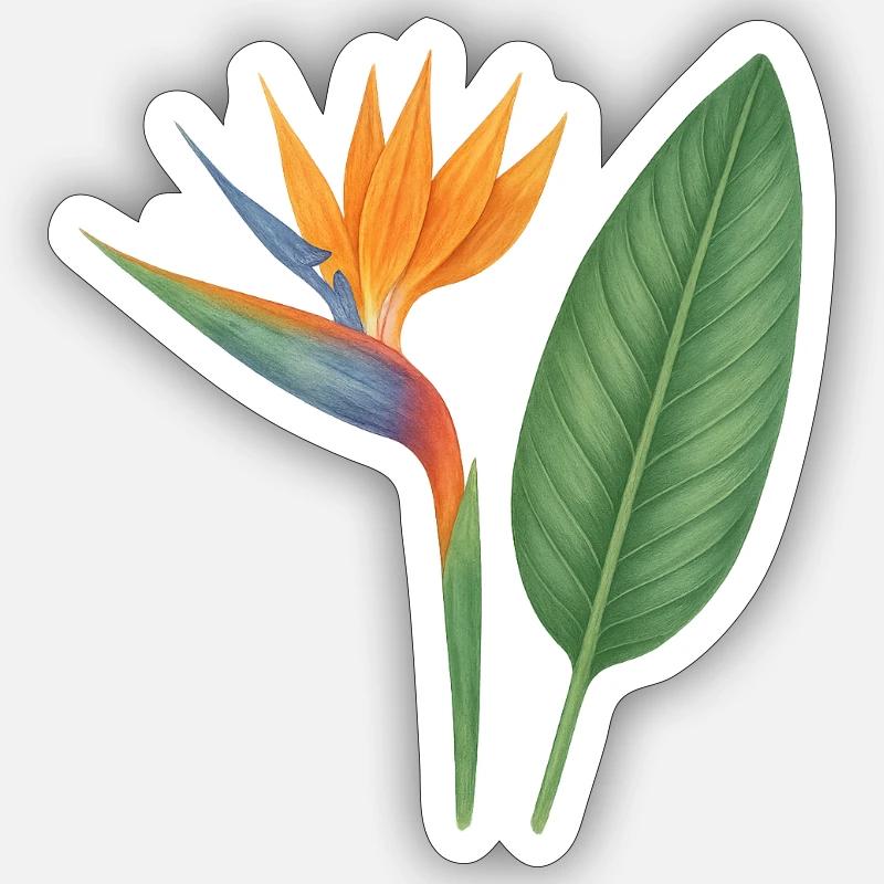 Strelitzia – exotic blossoms - Sticker size S (10 x 10 cm) - white matte
