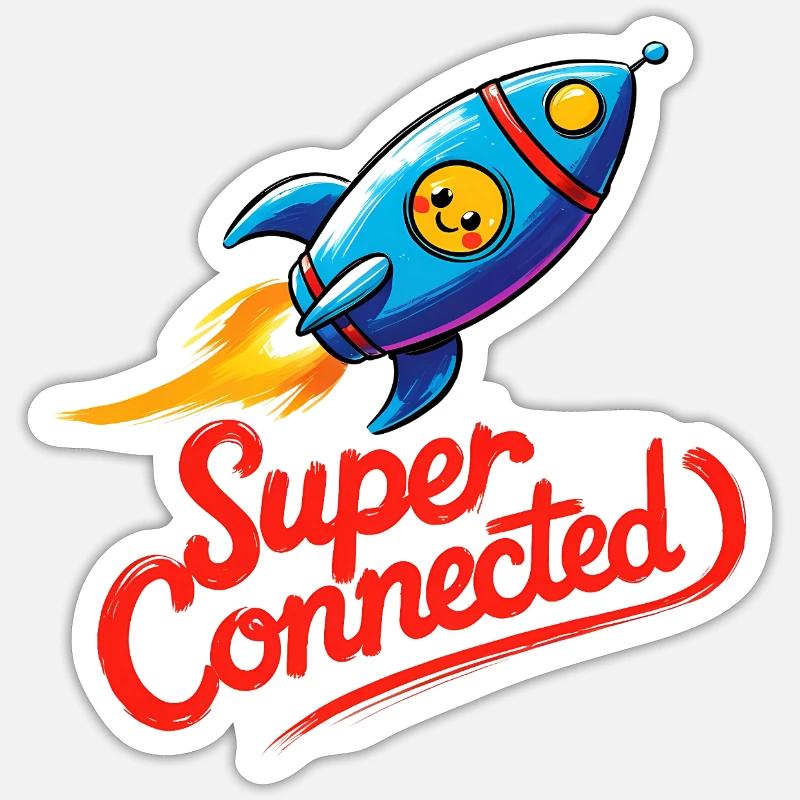 Super connecté - Sticker taille S (10 x 10 cm) - blanc mat