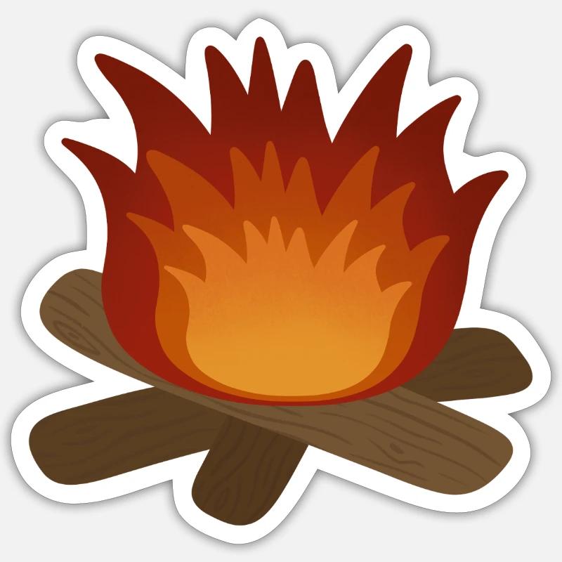 Feu de camp - Sticker taille S (10 x 10 cm) - blanc mat