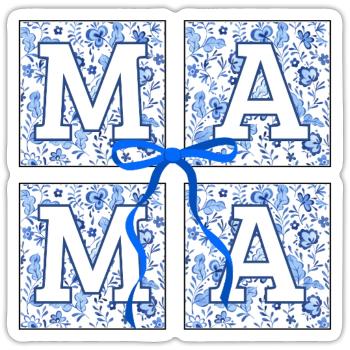 Mama Flowers - Mama Geschenkidee - Sticker Größe S (10 x 10 cm) - Mattweiß - Vorne