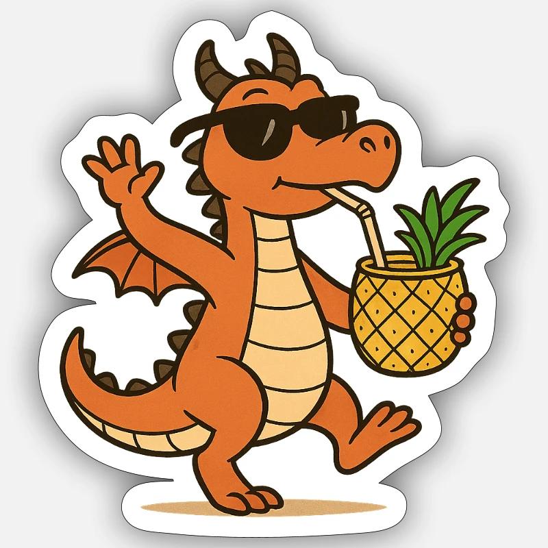 Dragon dansant - Sticker taille S (10 x 10 cm) - blanc mat
