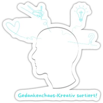 Chaos de pensées – Trié de manière créative - Sticker taille S (10 x 10 cm) - blanc mat - Devant