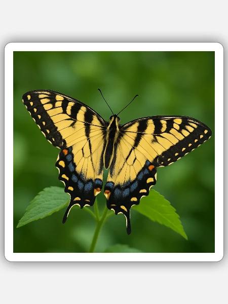 Machaon tigré de l’Est - Sticker taille S (10 x 10 cm) - blanc mat
