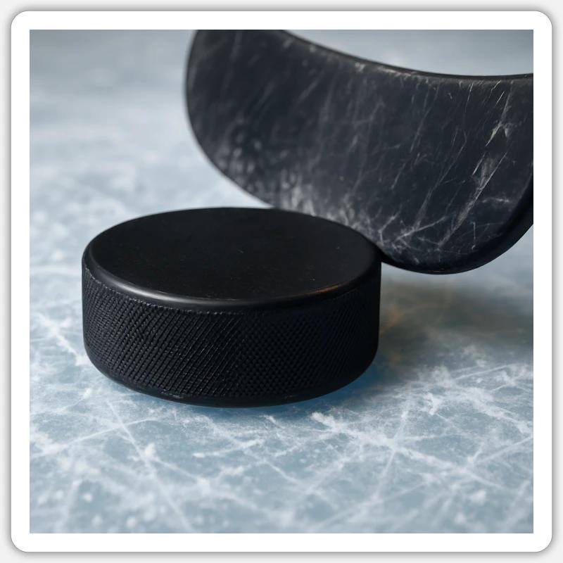 Hockey - Stick and puck - Sticker size S (10 x 10 cm) - white matte