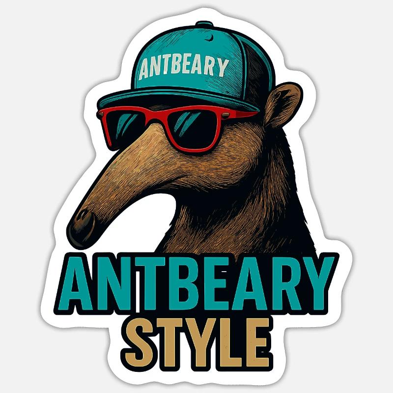 Antbeary Style Aardvark Cartoon - Sticker size S (10 x 10 cm) - white matte