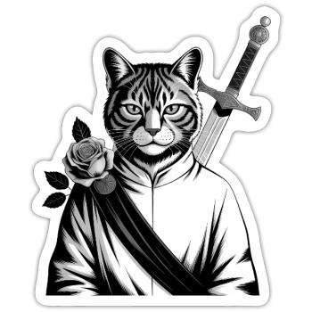 Die Samurai-Katze, die Bushido-Katze - Sticker Größe S (10 x 10 cm) - Mattweiß - Vorne