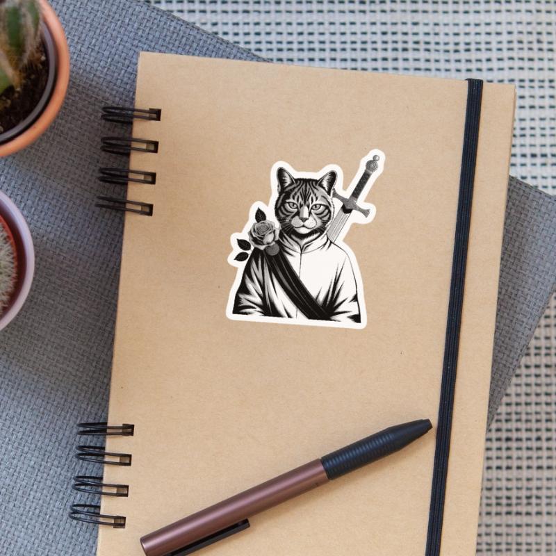 Die Samurai-Katze, die Bushido-Katze Sticker Größe S (10 x 10 cm)