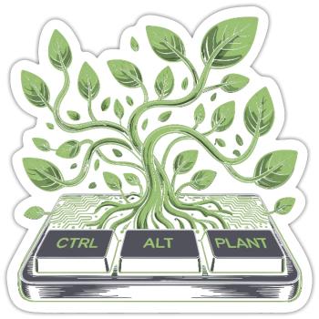 CTRL Alt Plante Jardin Design - Sticker taille S (10 x 10 cm) - blanc mat - Devant
