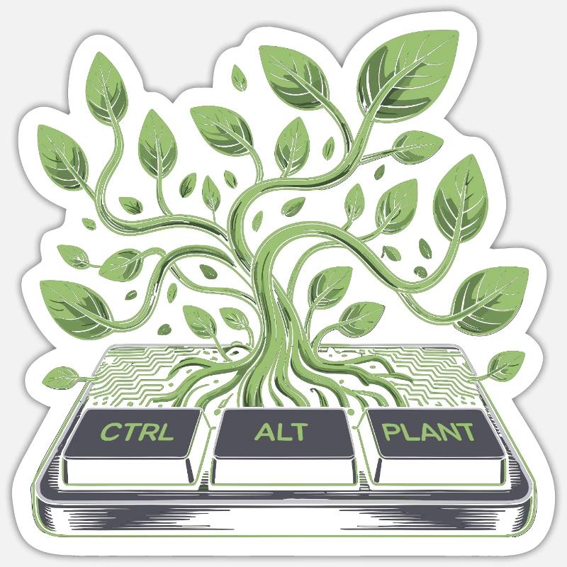 ctrl alt plant Garten Design Sticker Größe S (10 x 10 cm)