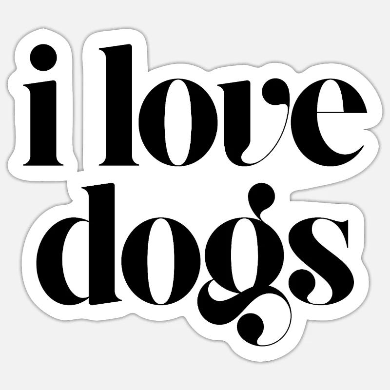 J’adore les chiens - Sticker taille S (10 x 10 cm) - blanc mat