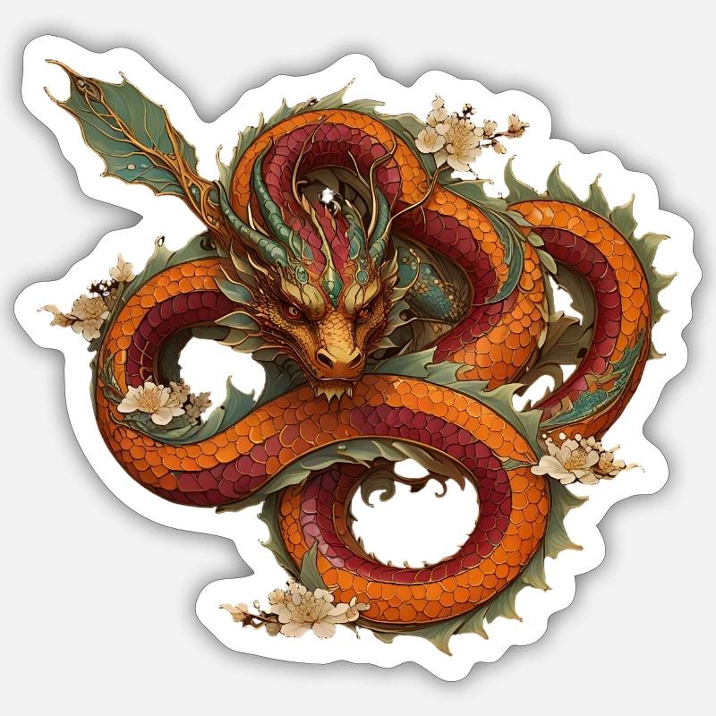 Roter Drache - Sticker Größe S (10 x 10 cm) - Mattweiß