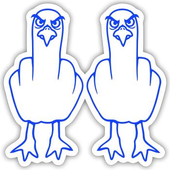 2 Möwen Mittelfinger Beleidigung Stinkefinger Team - Sticker Größe S (10 x 10 cm) - Mattweiß - Vorne