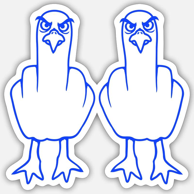 2 Möwen Mittelfinger Beleidigung Stinkefinger Team Sticker Größe S (10 x 10 cm)