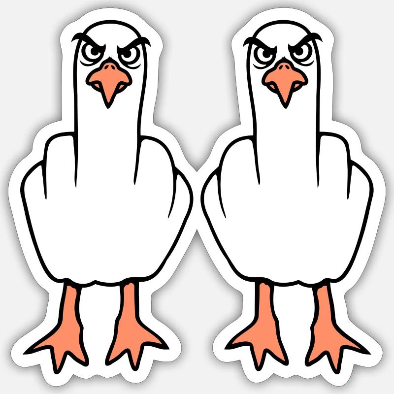 2 Seagulls Middle Finger Insult Stinkfinger Team Sticker size S (10 x 10 cm)