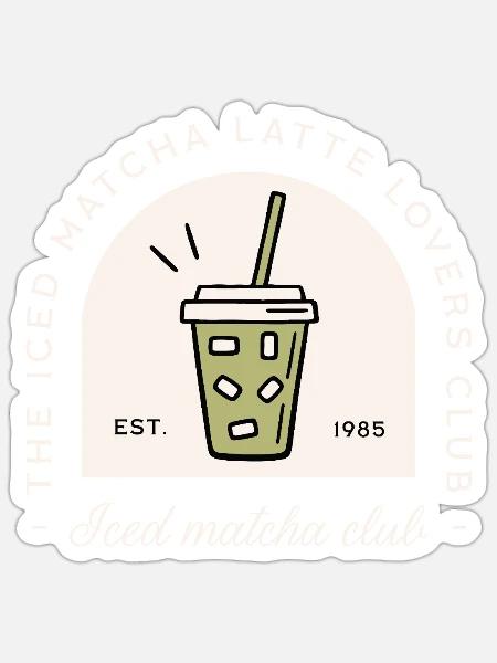 Iced matcha latte lovers Japanese drink funny - Sticker size S (10 x 10 cm) - white matte
