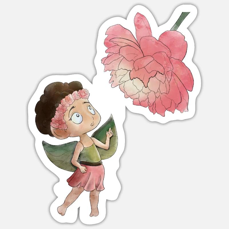 Magical fairy with peony Sticker size S (10 x 10 cm)
