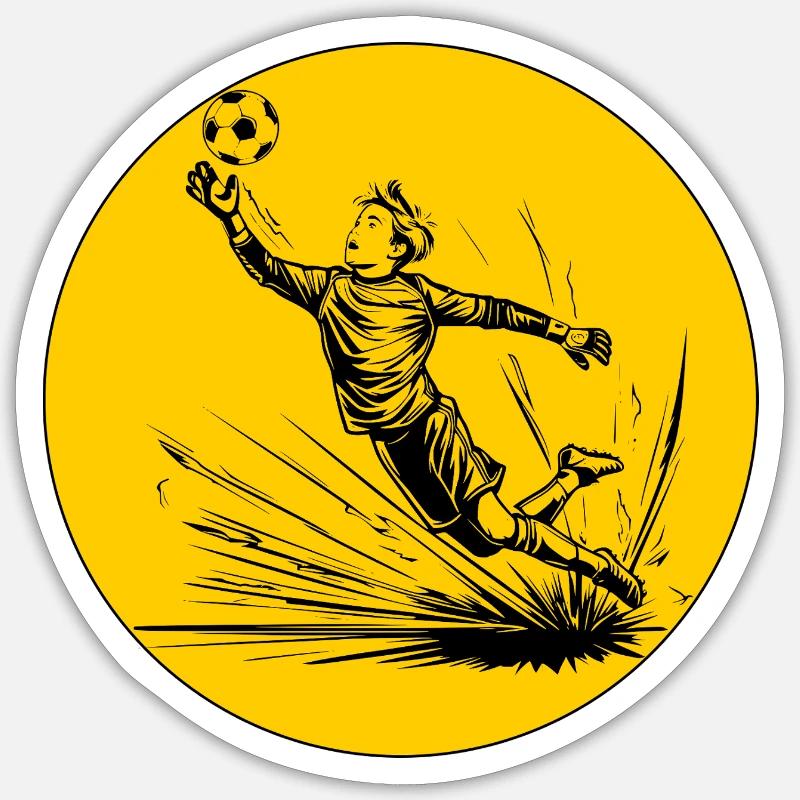 Gardien de but (noir et jaune) Sticker taille S (10 x 10 cm)