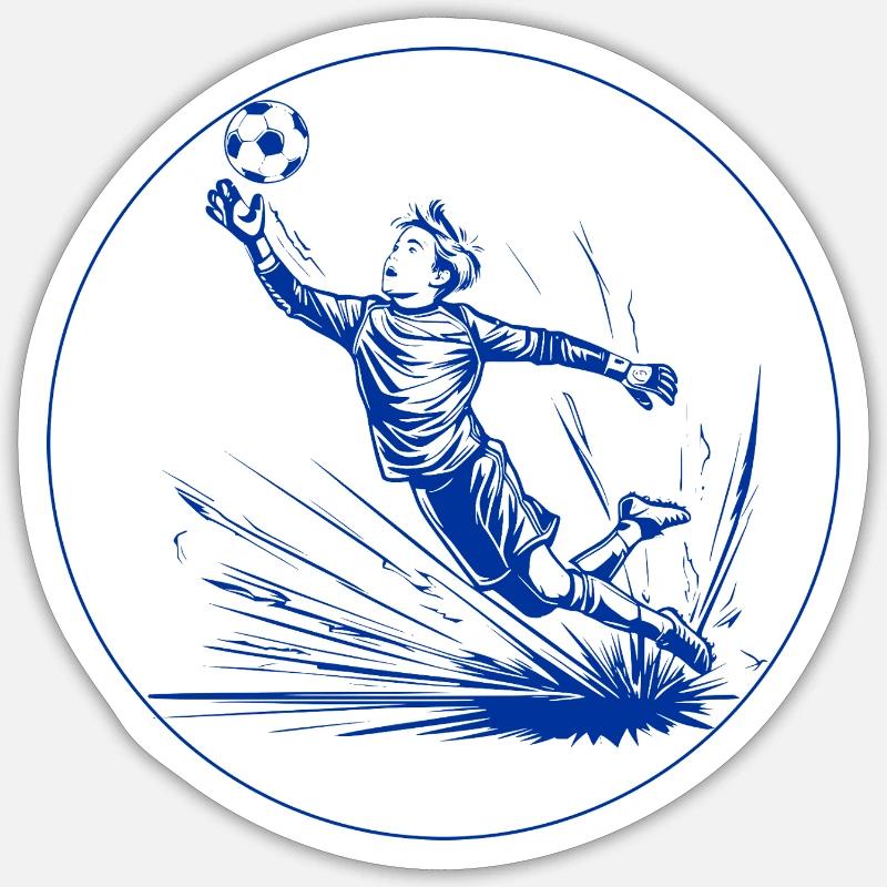 Gardien de but (bleu et blanc) Sticker taille S (10 x 10 cm)