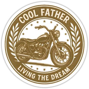 Cool Biker Father – Living the Dream – Vintage Moto - Sticker size S (10 x 10 cm) - white matte - Front