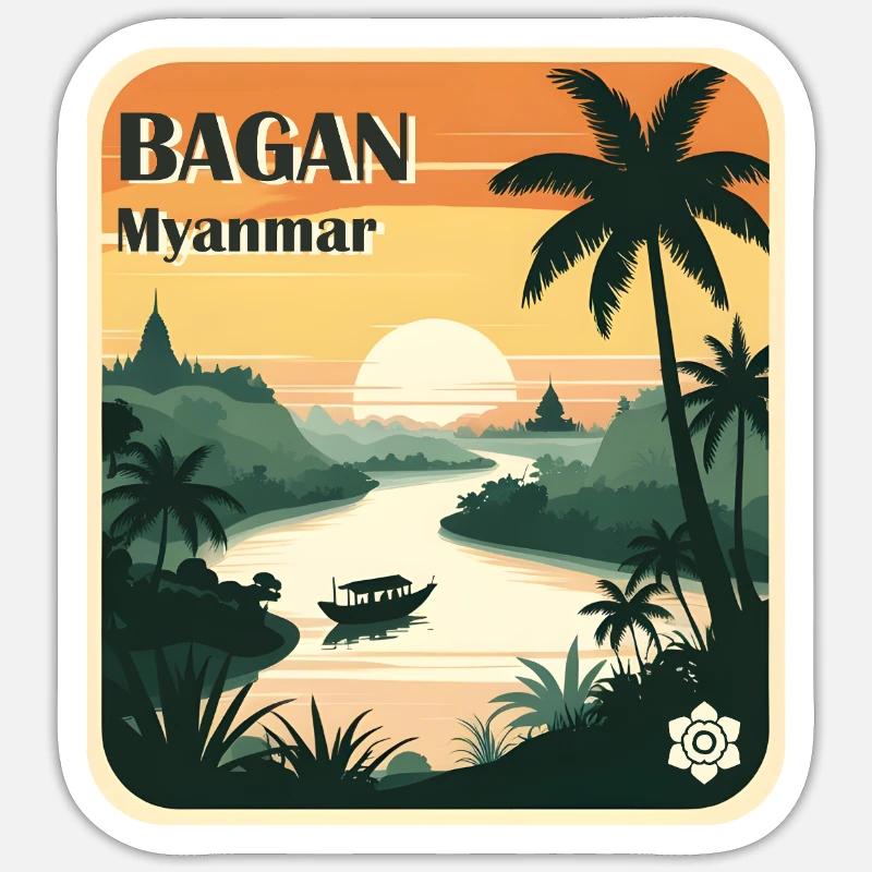 Bagan Myanmar - Sticker Größe S (10 x 10 cm) - Mattweiß