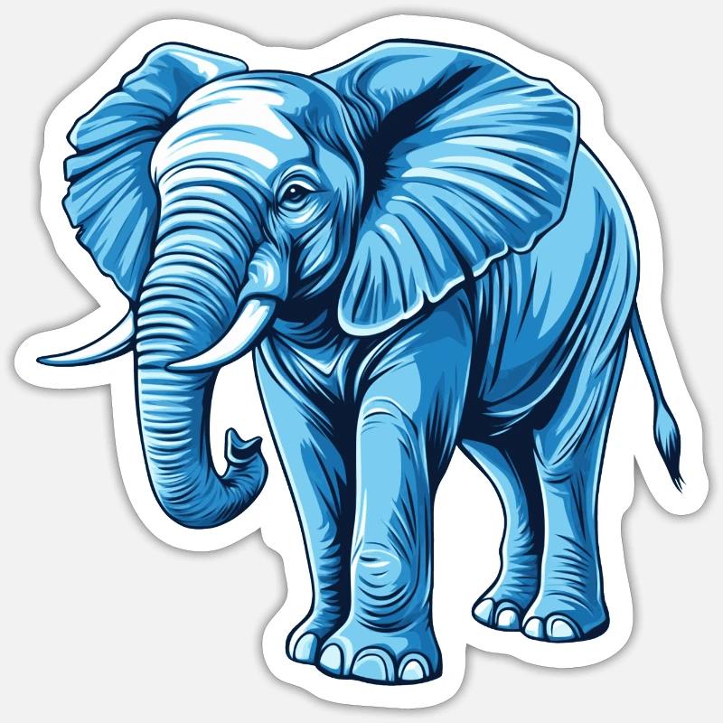 blue elephant - Sticker size S (10 x 10 cm) - white matte