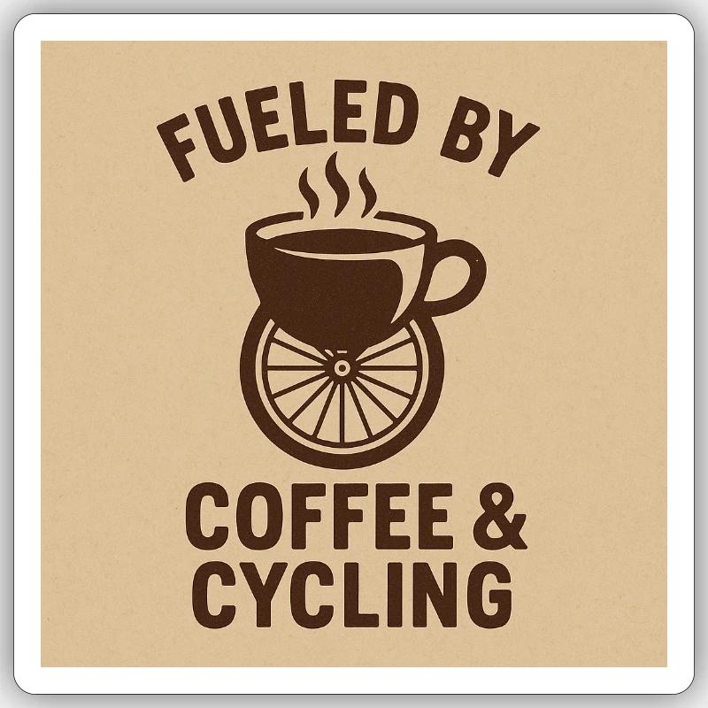 Café et cyclisme - Sticker taille S (10 x 10 cm) - blanc mat