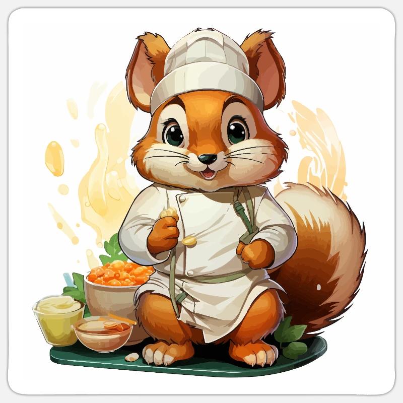 Das kulinarische Eichhörnchen Sticker Größe S (10 x 10 cm)