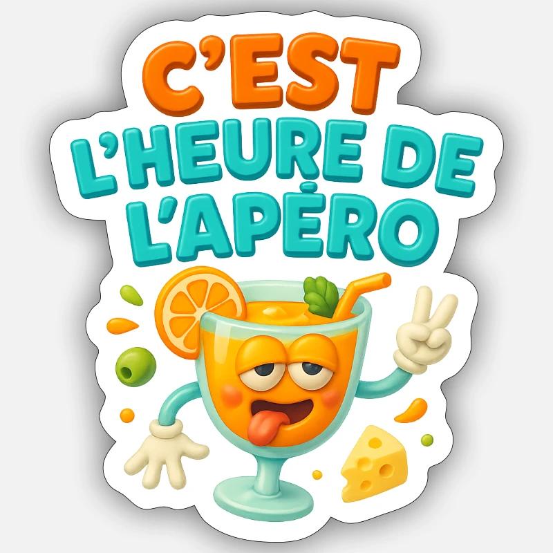 image c'est l'heure de l'apéro Sticker taille S (10 x 10 cm)