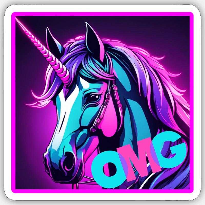 Licorne colorée Sticker taille S (10 x 10 cm)