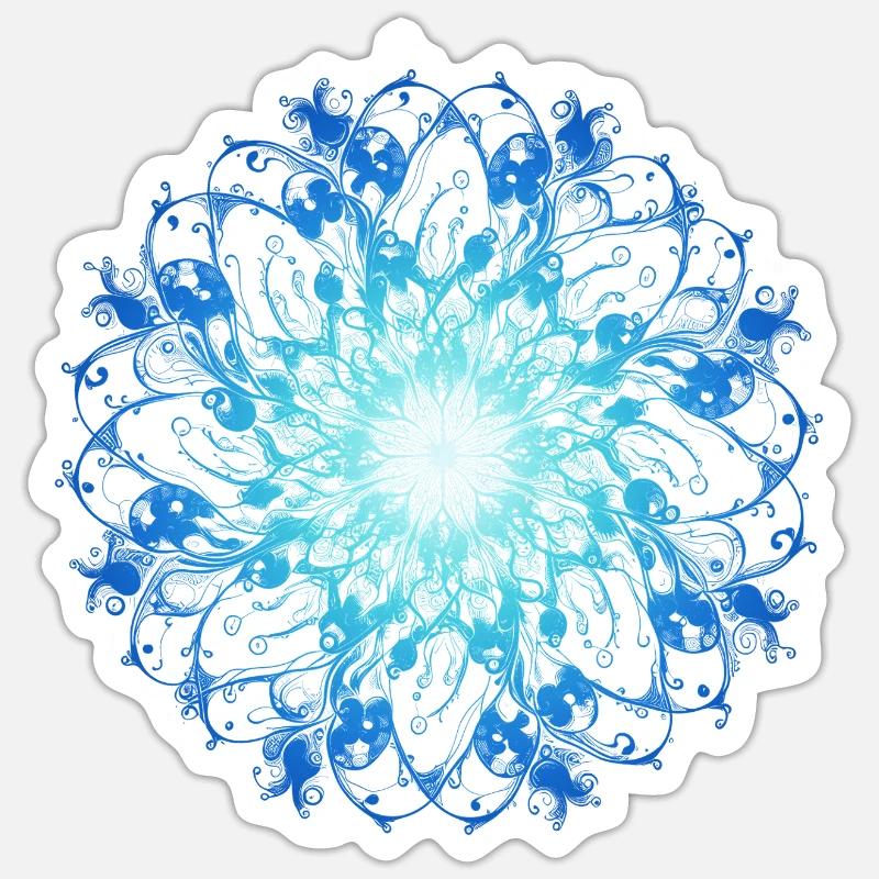 Mandala Océan - Sticker taille S (10 x 10 cm) - blanc mat