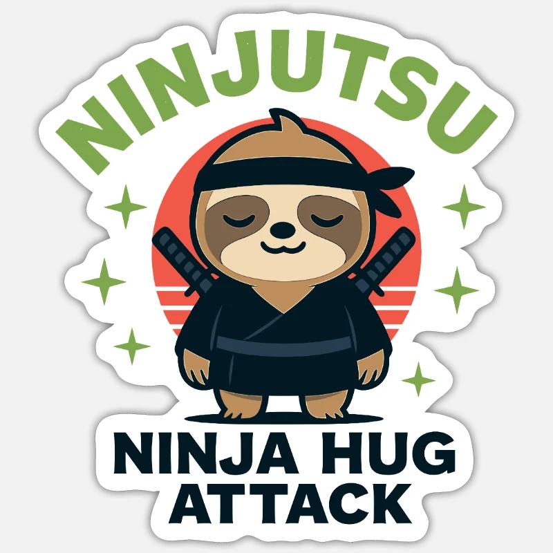 Ninja Cuddle Sloth HugAttack - Sticker size S (10 x 10 cm) - white matte