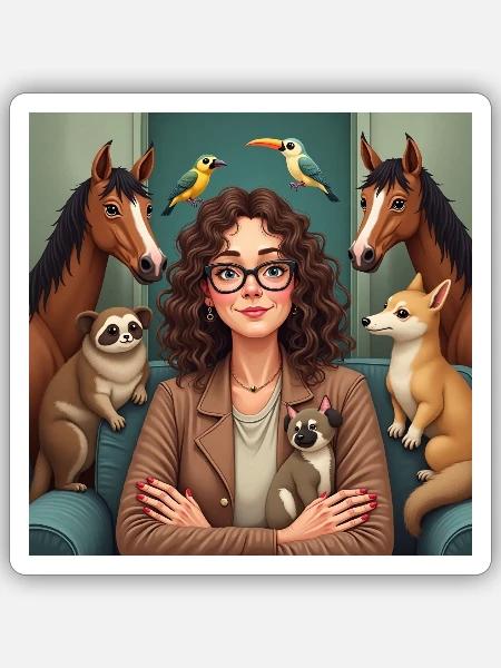 Tierfreunde im Porträt - Sticker Größe S (10 x 10 cm) - Mattweiß