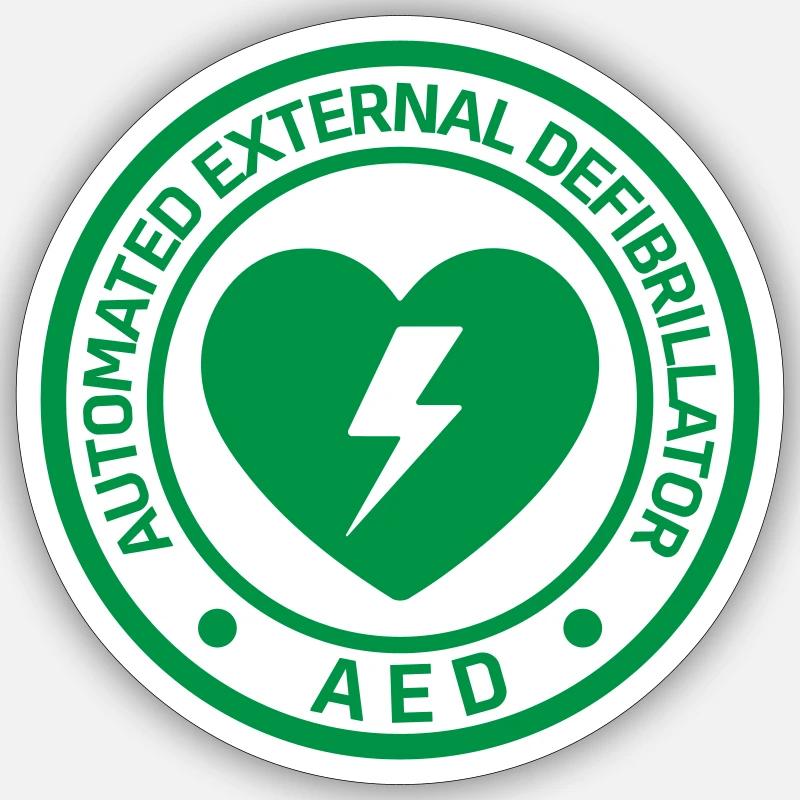AED Notfall-Defibrillator Erste Hilfe Sticker Größe S (10 x 10 cm)