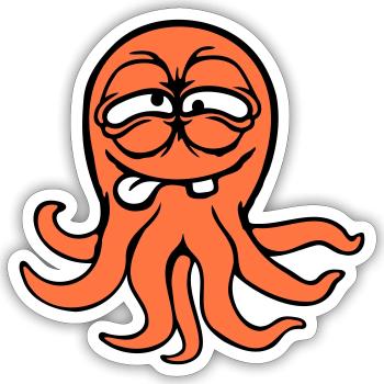pieuvre pieuvre pieuvre calmar céphalopode drôle idiot - Sticker taille S (10 x 10 cm) - blanc mat - Devant