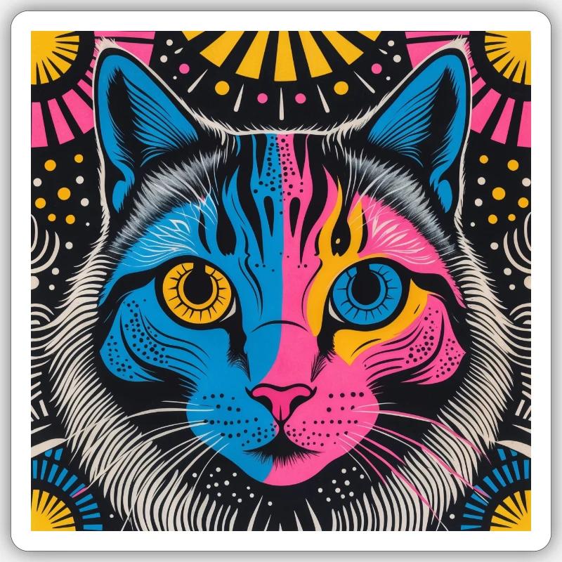 Chat électrique - Sticker taille S (10 x 10 cm) - blanc mat
