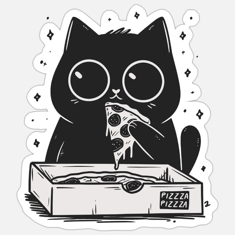 Pizza kitty - Sticker size S (10 x 10 cm) - white matte