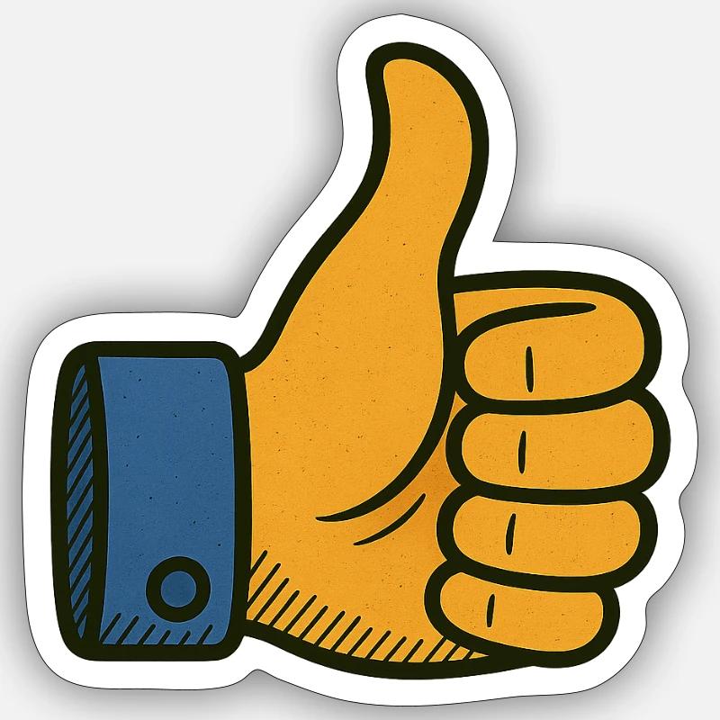 Pouce levé – l’approbation rétro avec style - Sticker taille S (10 x 10 cm) - blanc mat