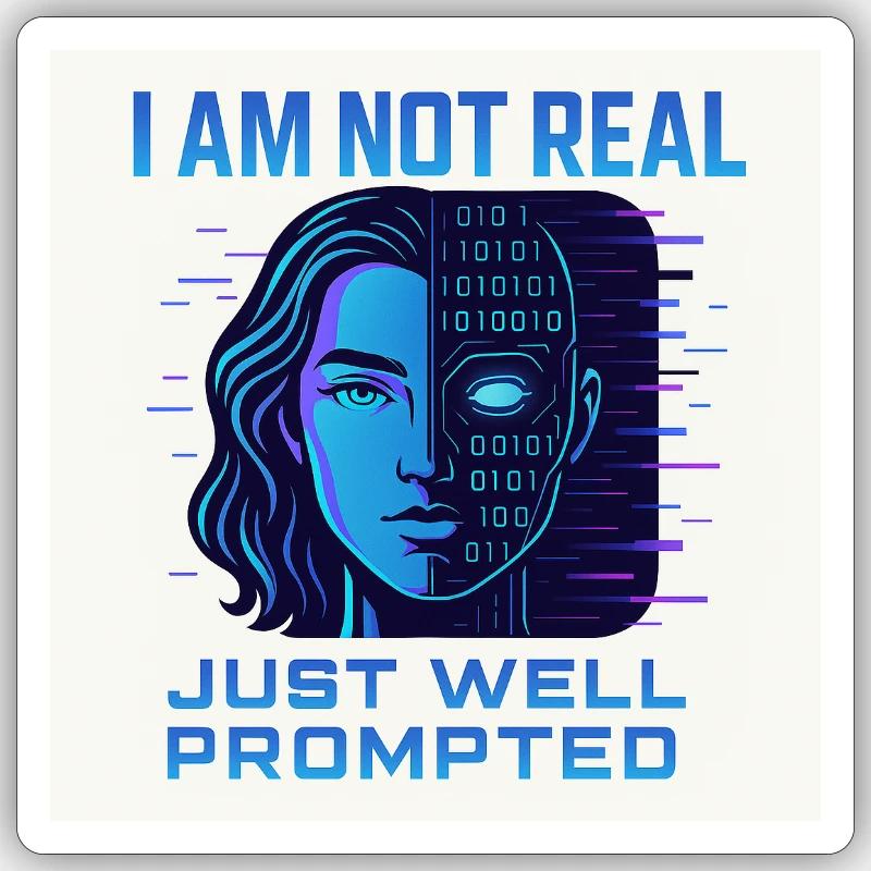Half human, half digital - Sticker size S (10 x 10 cm) - white matte