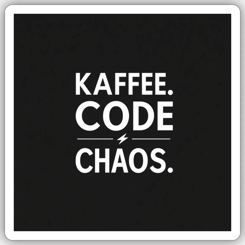 Kaffee, Code, Chaos - Sticker Größe S (10 x 10 cm) - Mattweiß