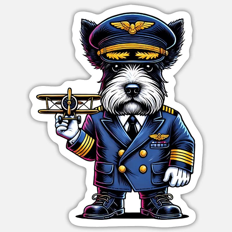 Scottish Terrier Pilot - Sticker size S (10 x 10 cm) - white matte