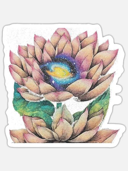 Cosmic Lotus Bloom - Sticker Größe S (10 x 10 cm) - Mattweiß